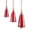 Red Metal Tibetan Inspired Decorative Cow Bells with Jute Hanging Rope Set